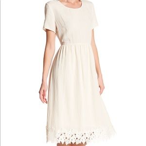 Polagram Off-White Dress with Lace Hem